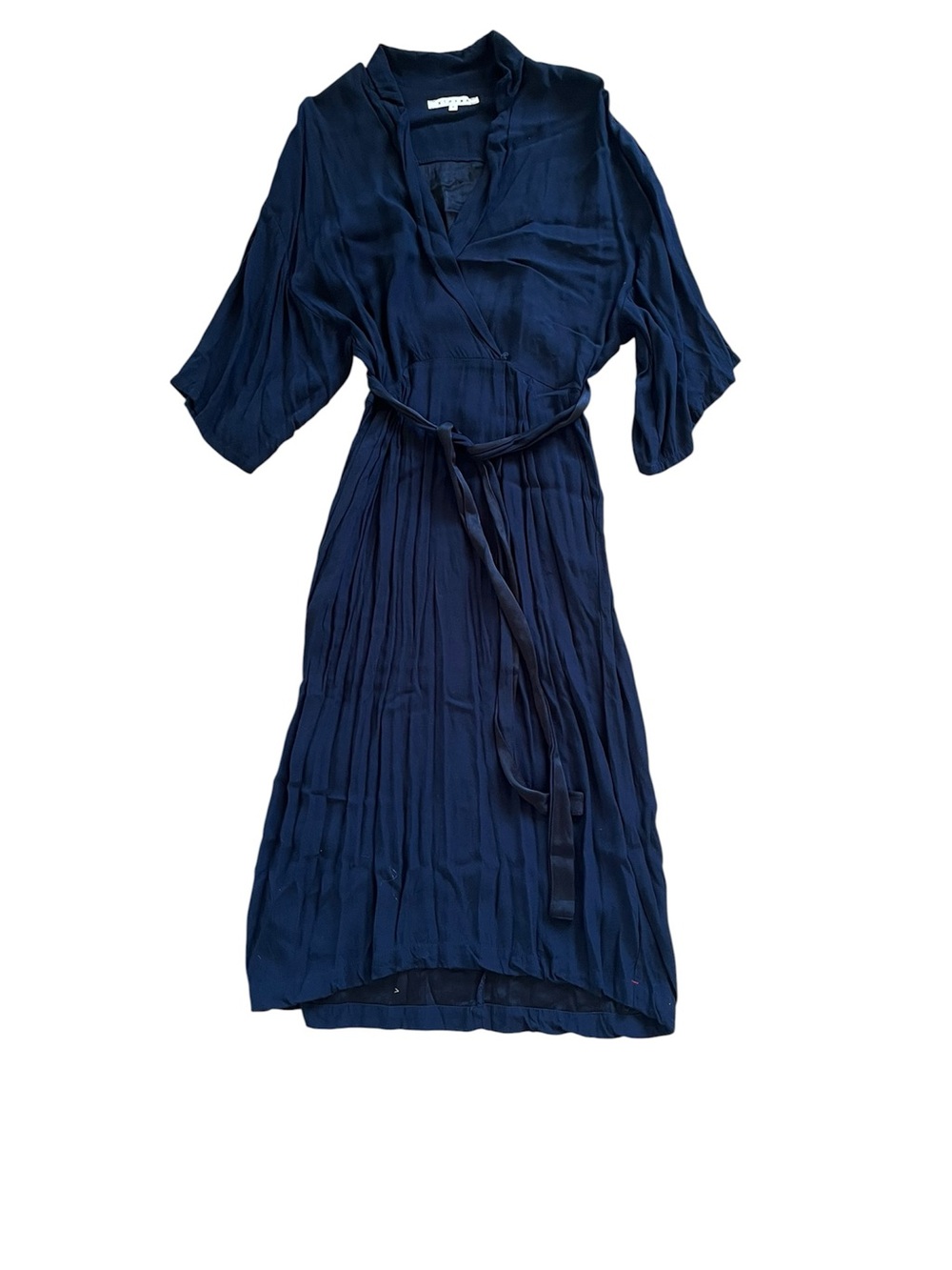 XiRENA Navy Wrap-Style Midi Dress with Tie Waist